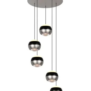 Trio Select hanglamp Orbit 5-lichts rond nikkel mat